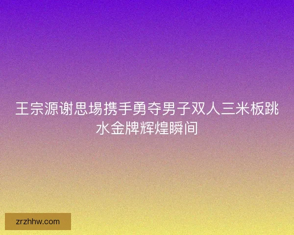 王宗源谢思埸携手勇夺男子双人三米板跳水金牌辉煌瞬间
